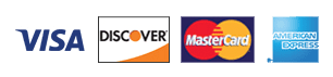 Payment methods: Visa, Discover, MasterCard, American Express