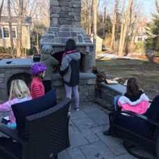 outdoor patio and fireplace